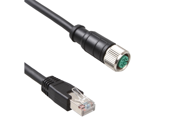 M12 4P D型（xíng）A母直頭轉（zhuǎn）RJ45 德式工業網線（xiàn）